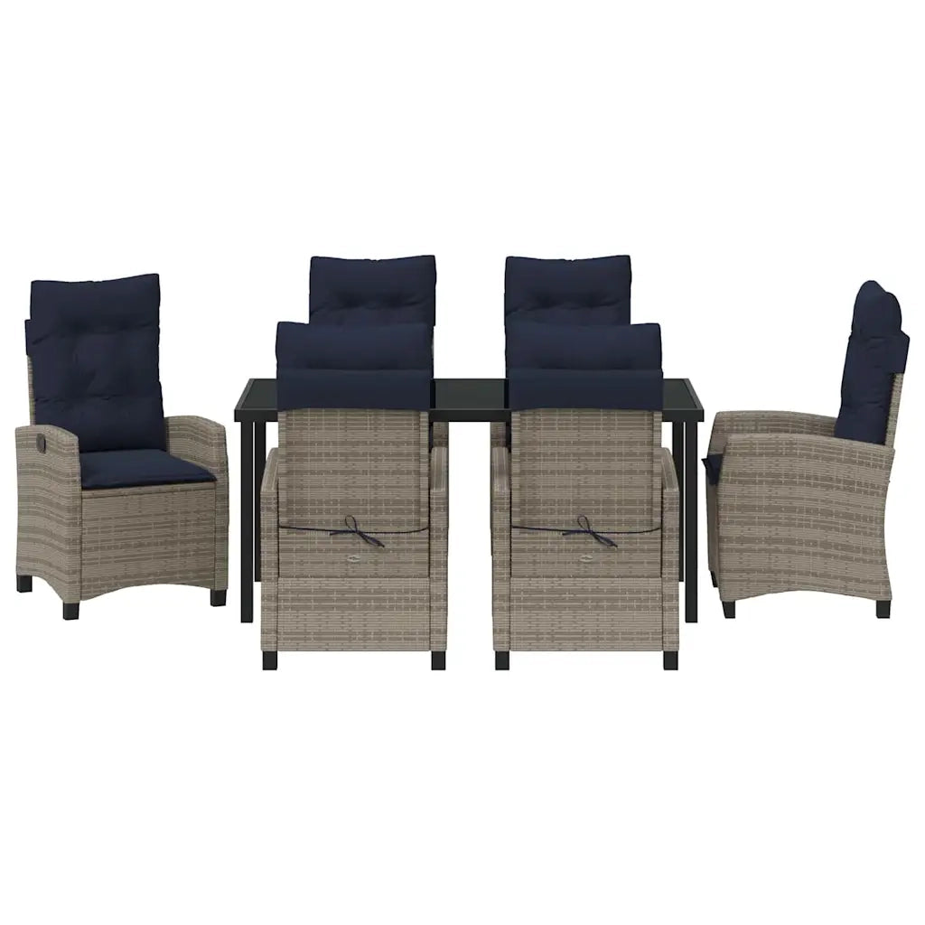 Set da Pranzo per Giardino con cuscino 7 pcs Grigio polyrattan 3380467