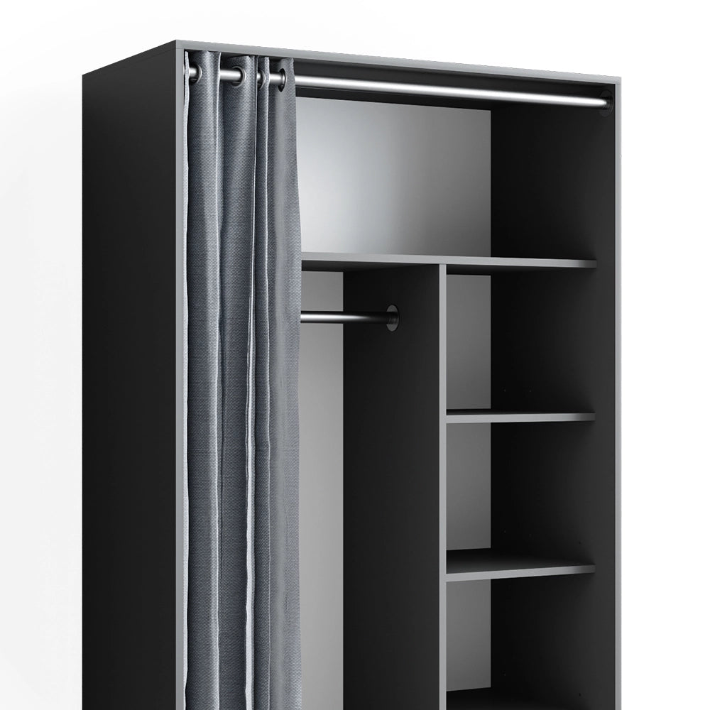 Vicco Armadio multifunzione Grigio 100 x 168 cm Con rulli
