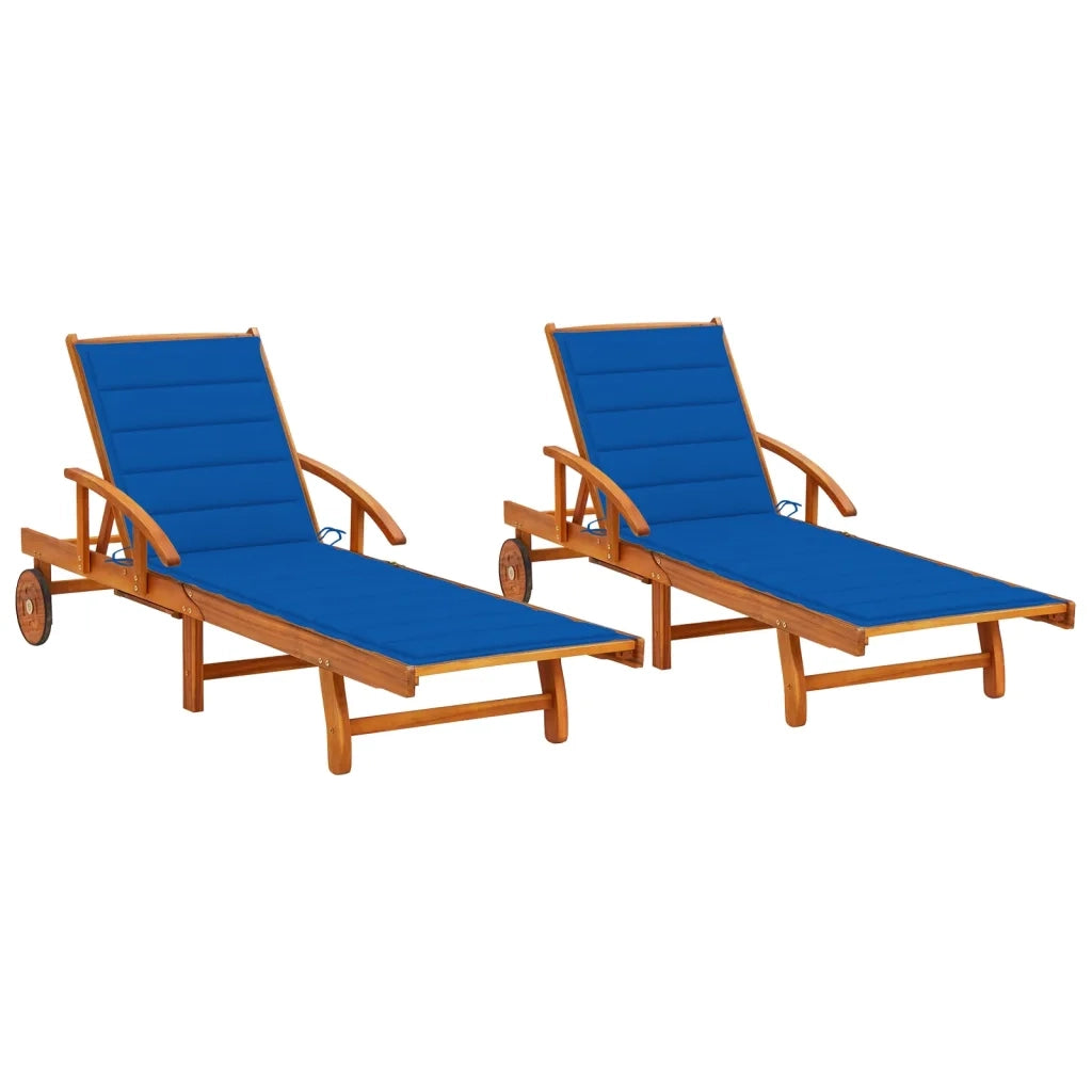 Sdraio 2 pz con Cuscini in Legno Massello di Acacia cod mxl 75614