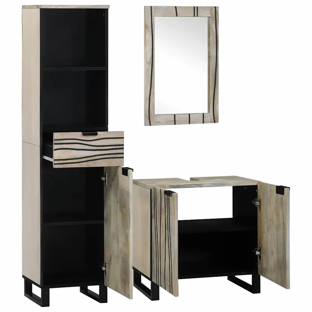 Set di mobili per il bagno 3 pcs Bianco Legno multistrato