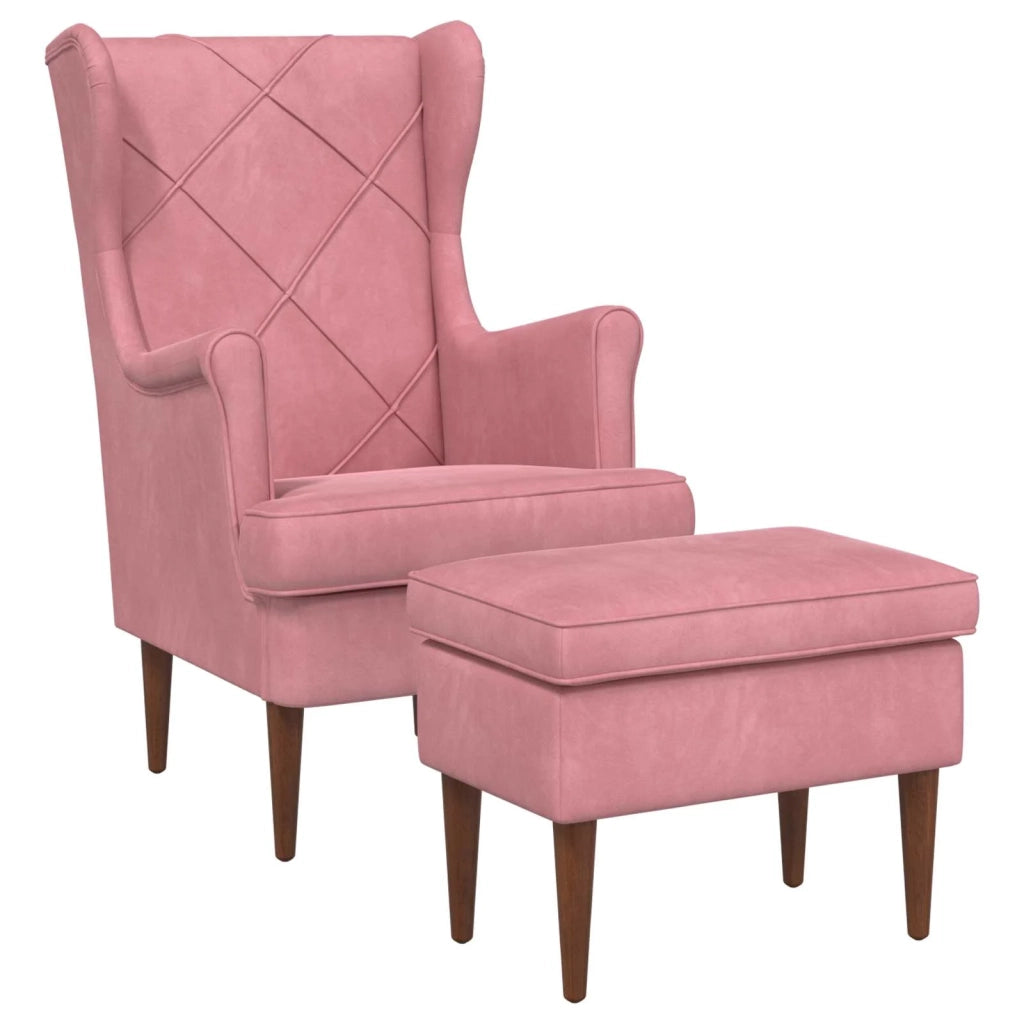 Poltrona con Ottomano 2 pz Rosa Velluto 3418845