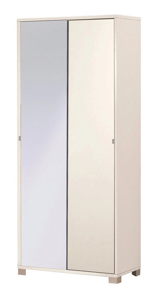 KIT ARMADIO 2 ANTE SCORREVOLI CON 1 SPECCHIO H190 L82 P41 Cm FINITURA BIANCO FIAMMATO SARMOG798spk