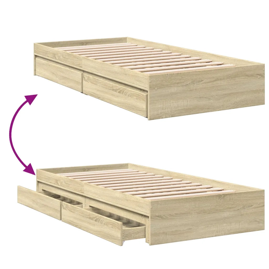 Giroletto Cassetti Rovere Sonoma 90x200 cm Legno Multistrato