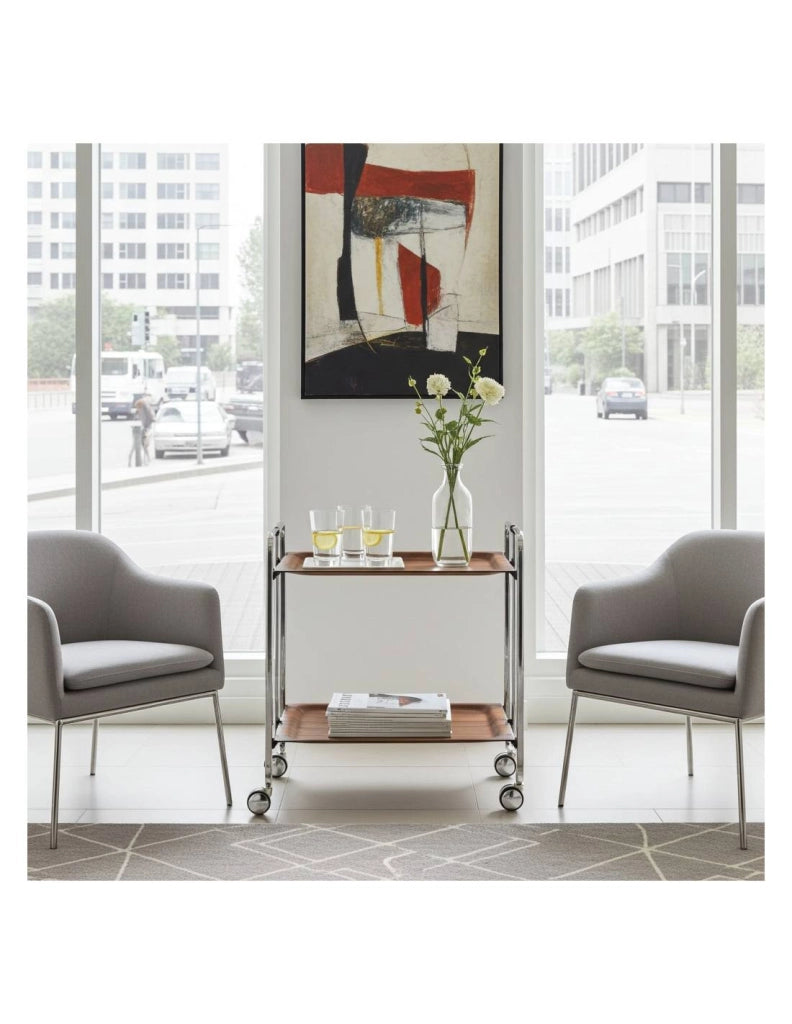Carrello da cucina pieghevole cromato con ruote BAUHAUS 2 ripiani