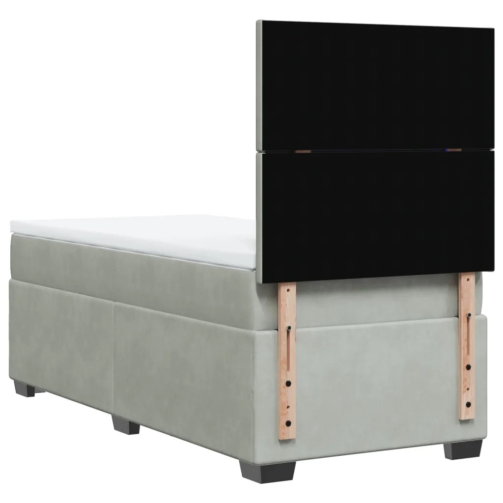 Giroletto a Molle con Materasso Grigio Chiaro 90x190 cm Velluto 3290780