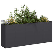 Fioriera Nera 200x40x80 cm in Acciaio Laminato a Freddo