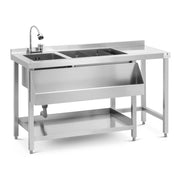 Stazione cocktail con vaschetta per il ghiaccio e portabottiglie 66 x 106 x 136 cm acciaio inox 14_0009946