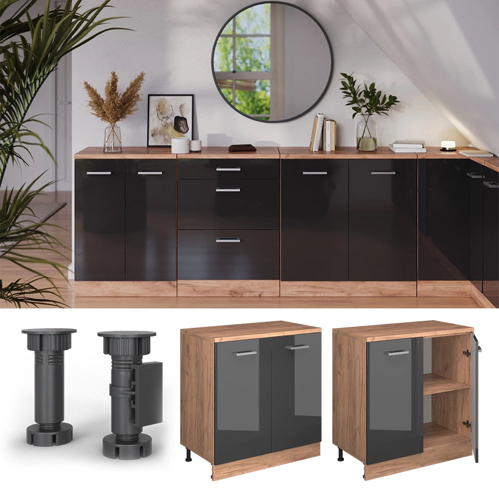 Mobile per mansarda Rion Antracite lucido/Rovere dorato 80 x 83.8 cm senza inclinazione con 2 ante Vicco