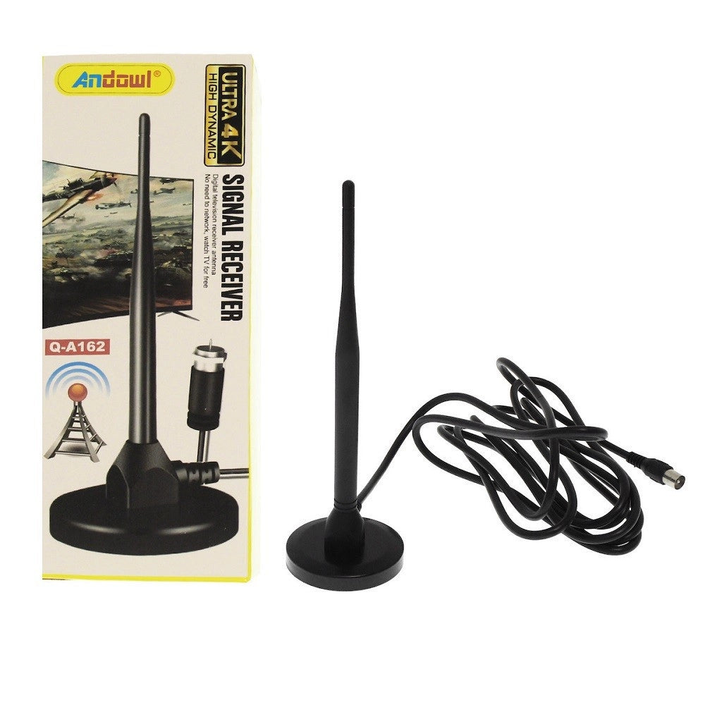 Trade Shop - Antenna Di Segnale Tv Per Interni 1080p Base Magnetica Con Cavo Coassiale Q-a162 -