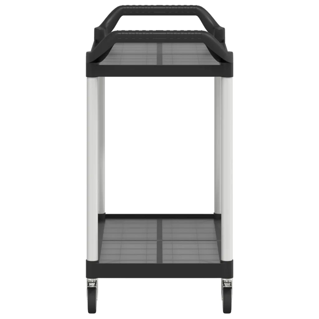Carrello a 2 Ripiani Nero 99x50x97 cm in Alluminio 30324