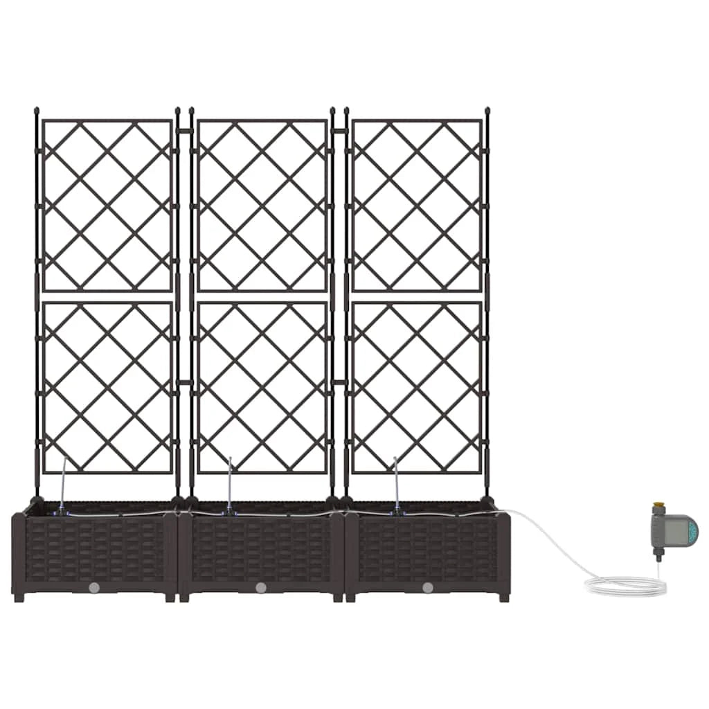 Set di 3 fioriere da giardino moderne 120 x 40 x 126 cm pratiche e resistenti in acciaio marrone 02_0058527