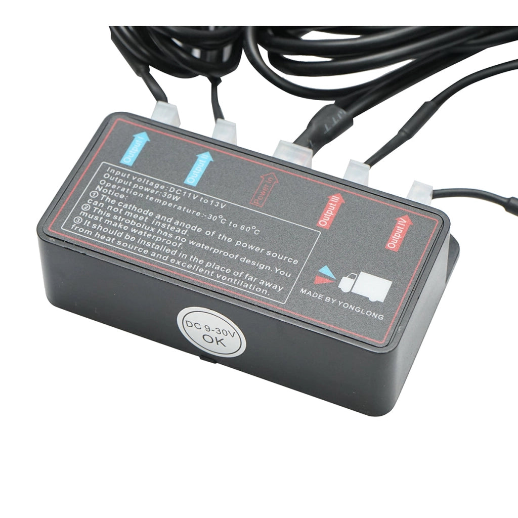 Set di 4 lampade stroboscopiche a LED 24W, 12-24V gialle, centralina con 4 moduli 110x28x12mm