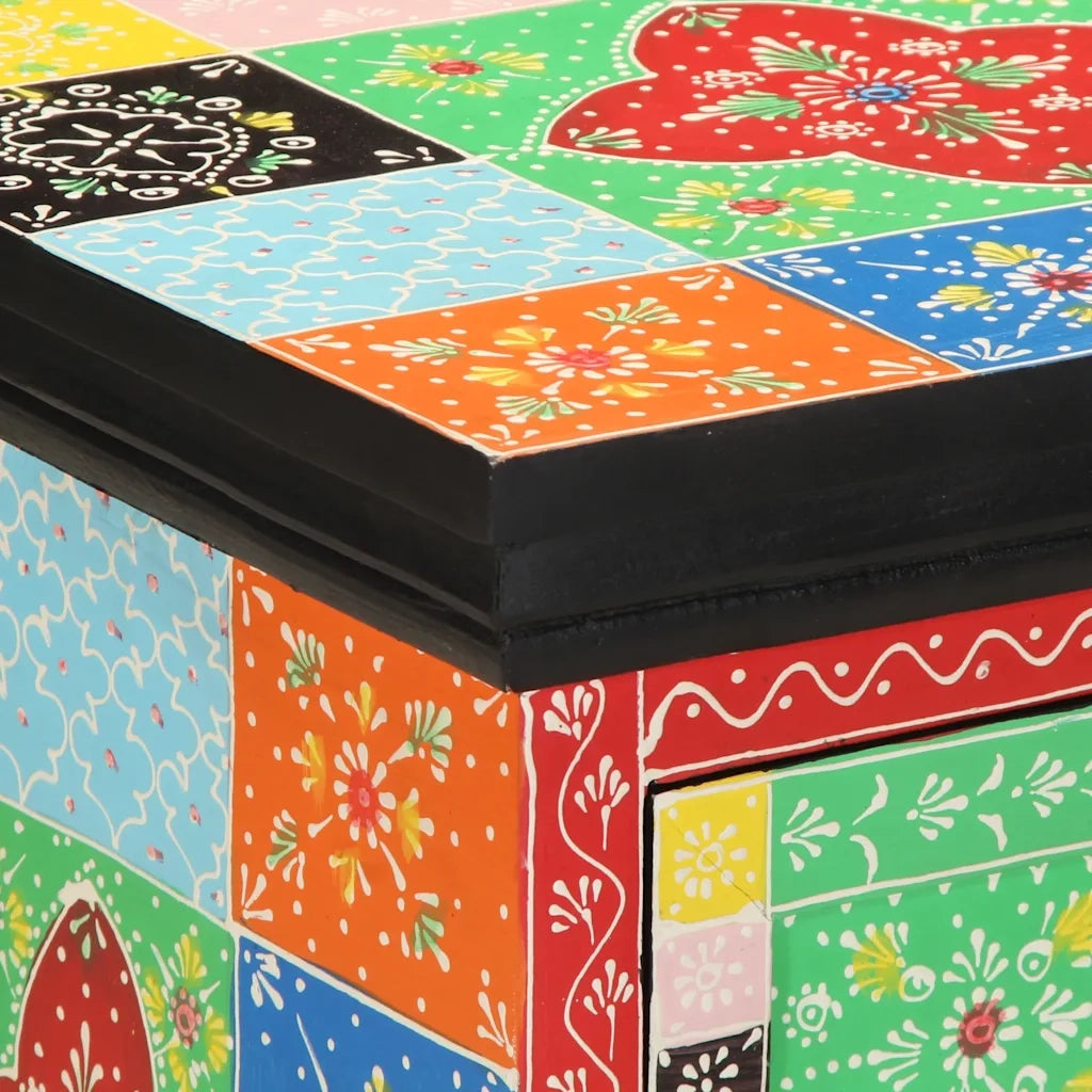 Comodino Multicolore 40x35x45 cm in Legno Massello Mango 4017562