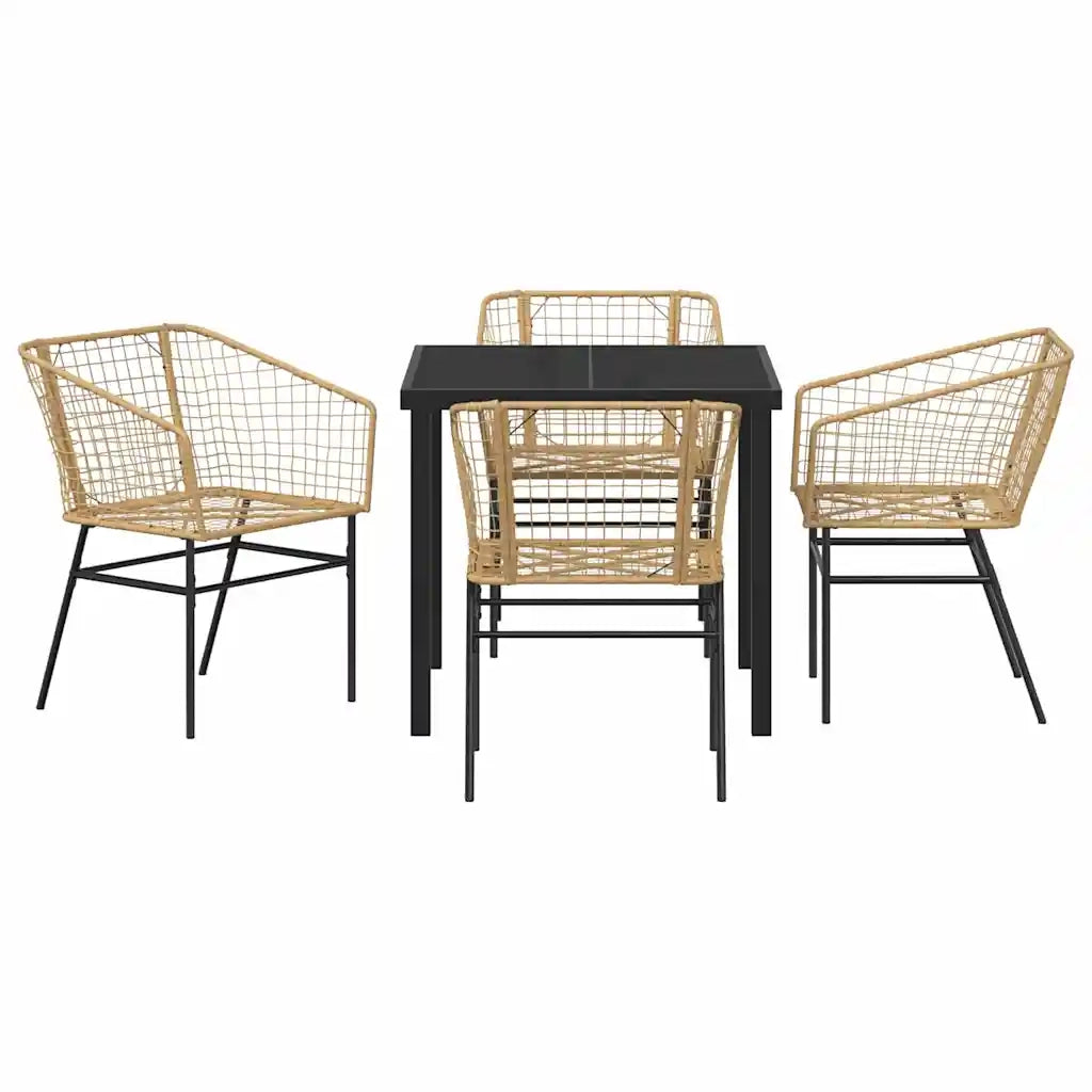 Set da Pranzo per Giardino 5 pcs Marrone polyrattan 3380898