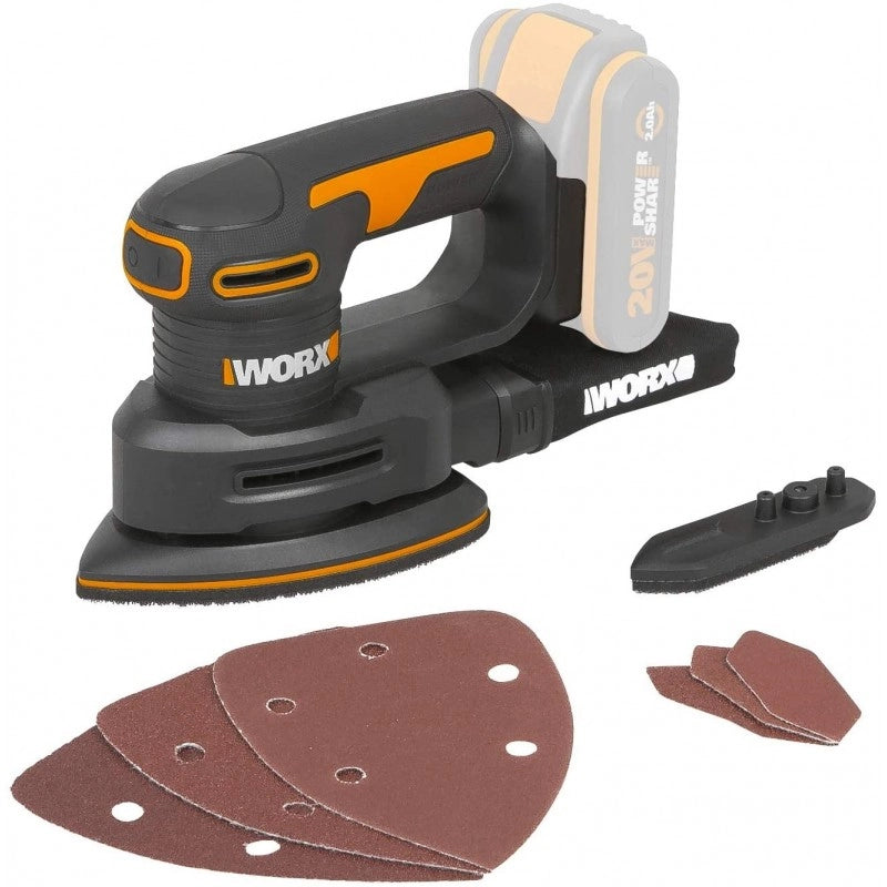 Levigatrice orbitale di finitura WX822.9 20 Volt 2 millimetri corpo macchina per superfici in legno - Worx