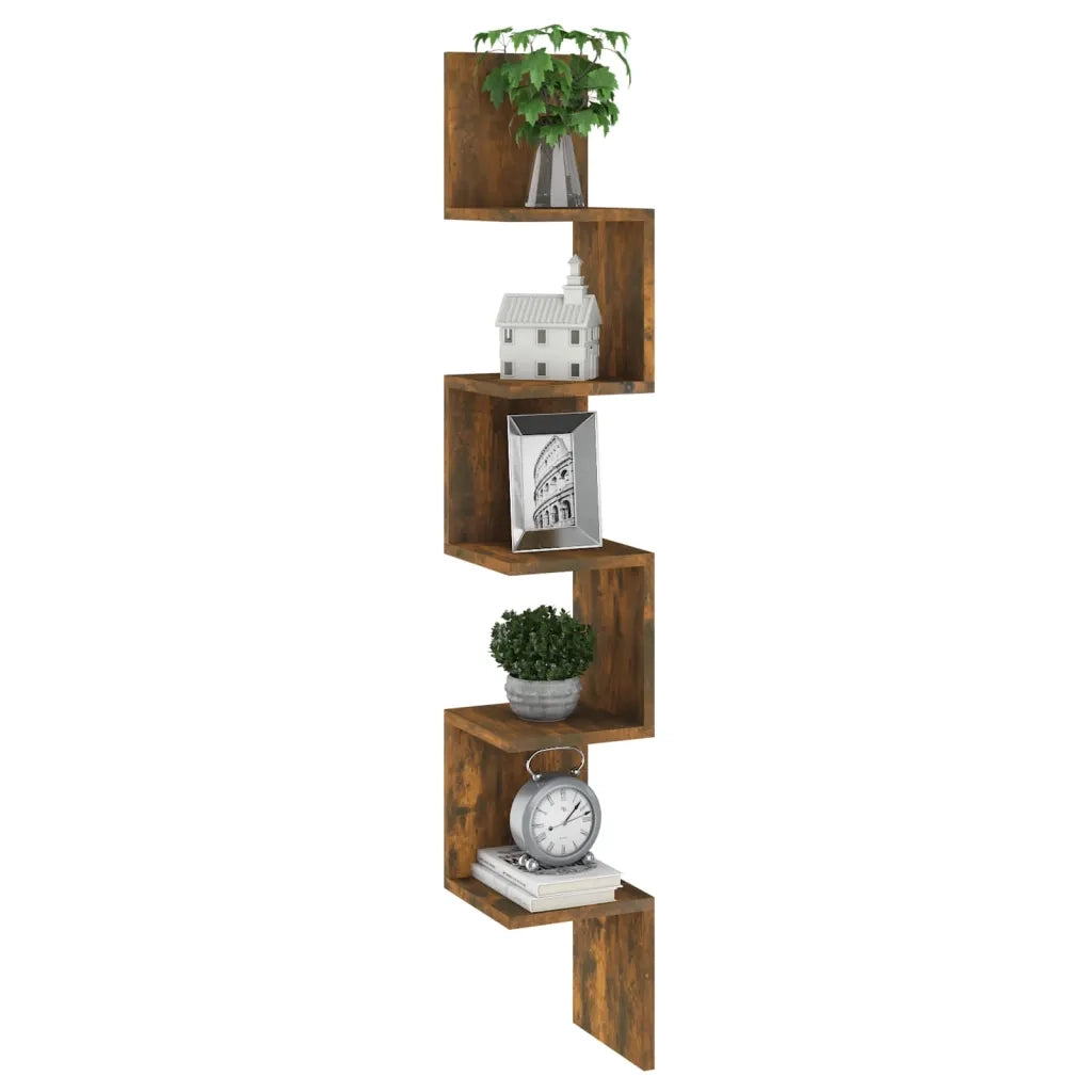 Mensola Muro Angolo Rovere Fumo 20x20x127,5cm Truciolato 815210