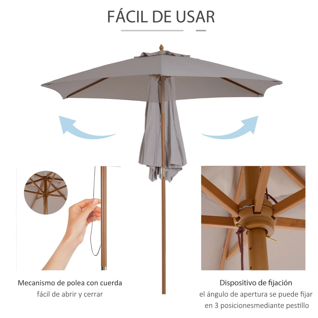 Ombrellone da Giardino ¨C zephmum ¨C Grigio Legno ?250x230 cm