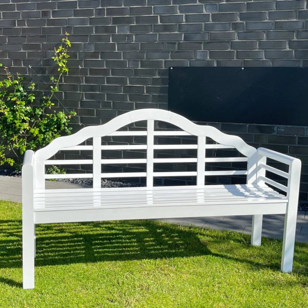 Panca da giardino, panca in legno, bianca, 3 posti