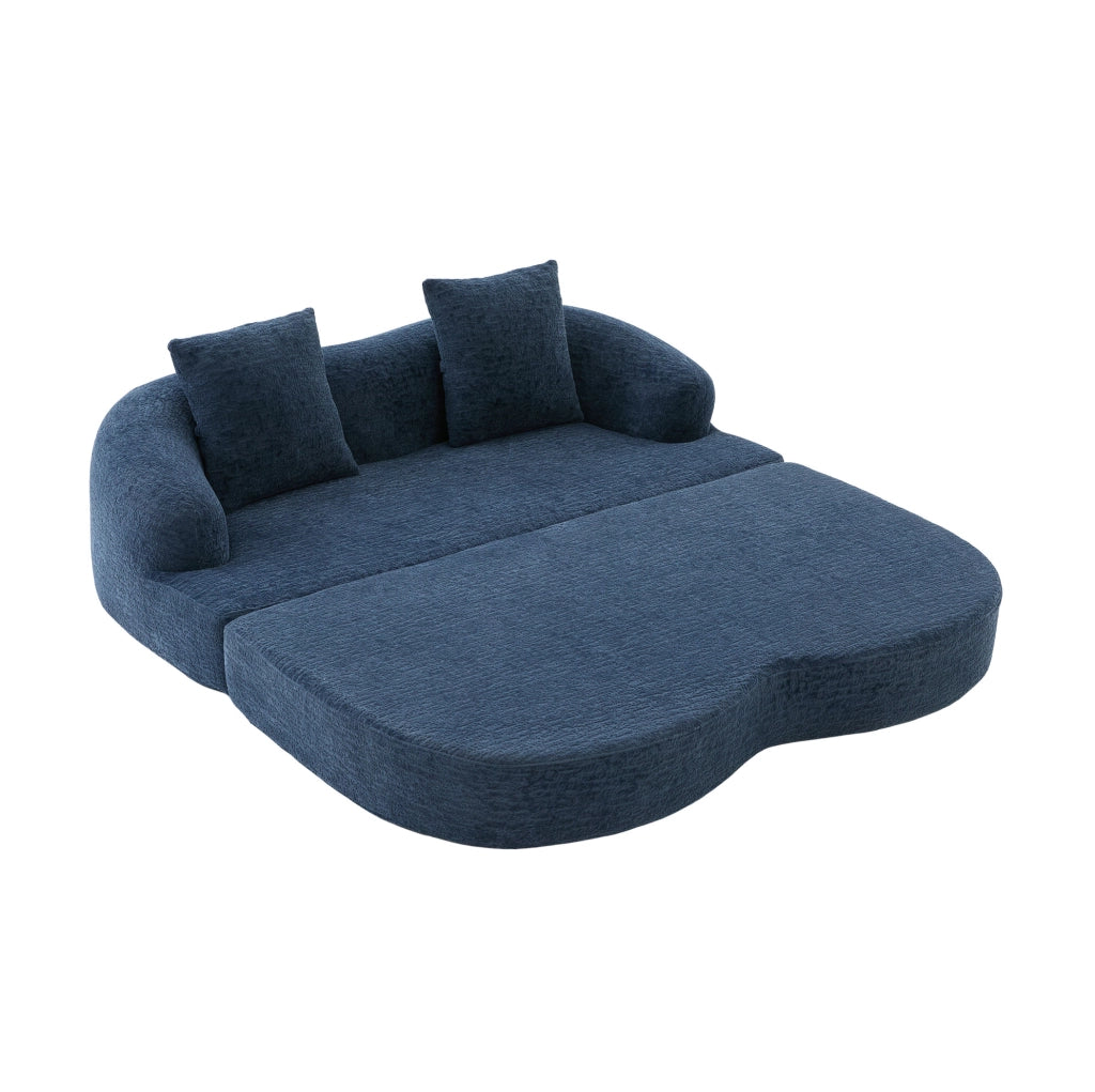 Divano letto 2 posti pieghevole in ciniglia blu navy HOMVRA