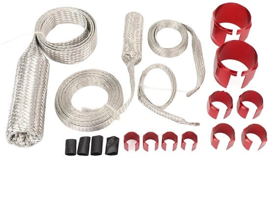 Set di protezione per tubi - Materiale in acciaio inossidabile - Resistente al calore - Fusto di protezione per tubi universale - Set di rivestimento per tubi - 18 pezzi - Protezione e durata - Fusto di protezione per tubi