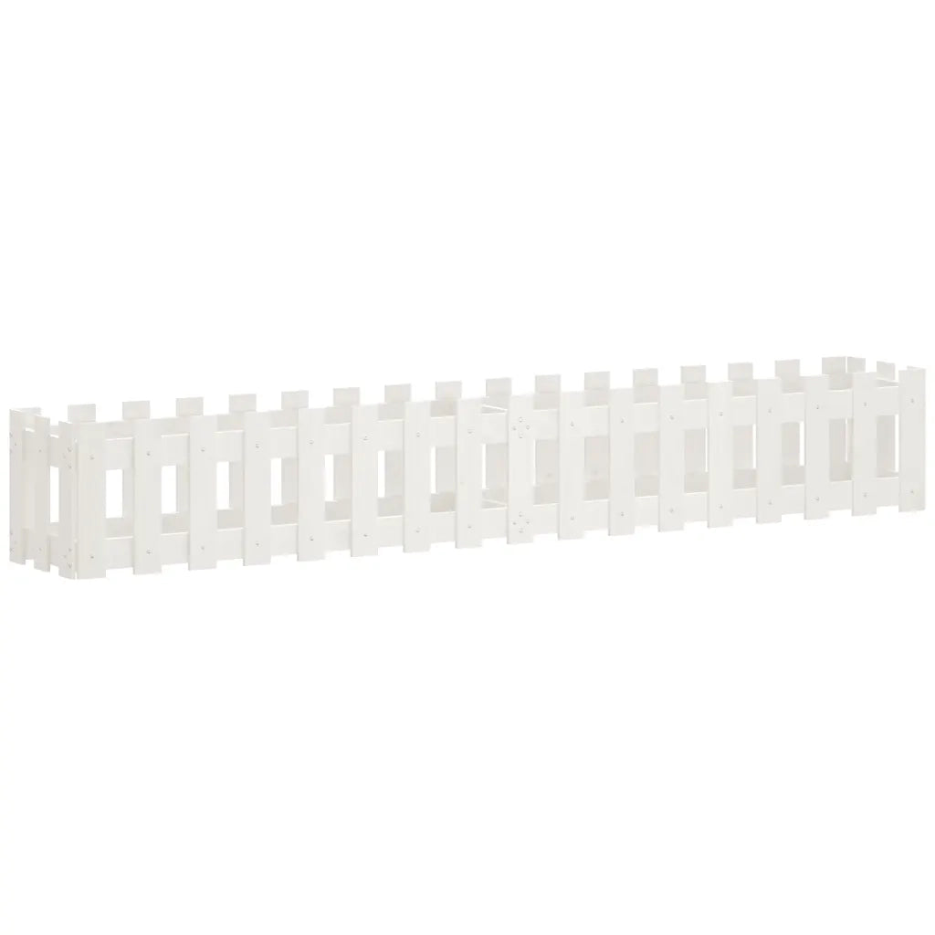 Fioriera Giardino a Recinzione Bianca 200x30x30cm Massello Pino 832503