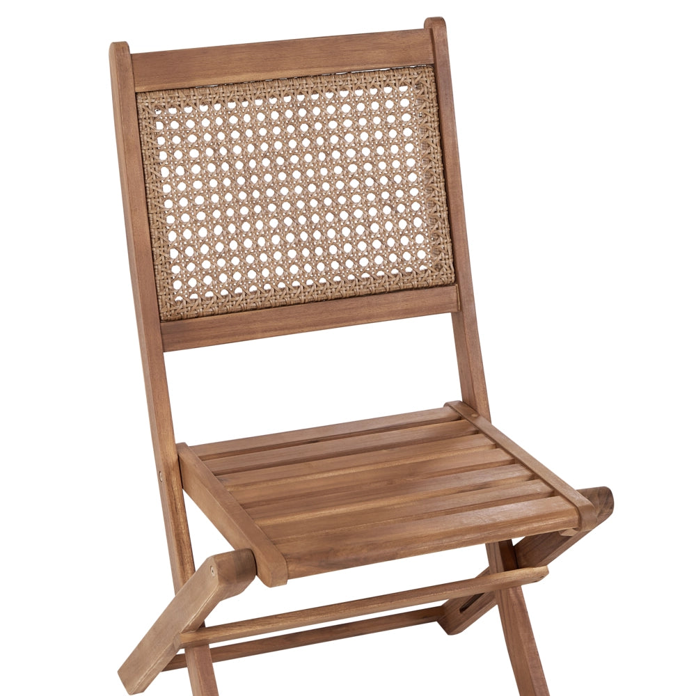Set di 4 sedie da giardino per esterni in legno d'acacia chiaro pieghevoli stile rustico