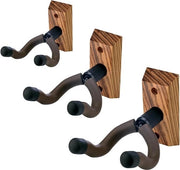 Impianto di Appendi per Chitarra di 3 Sette Legno Zebra - Appendi per Chitarra Ukulele Wall Hanger - Appoggio per Chitarre Acustiche e Bassi - Pacchetto di 3