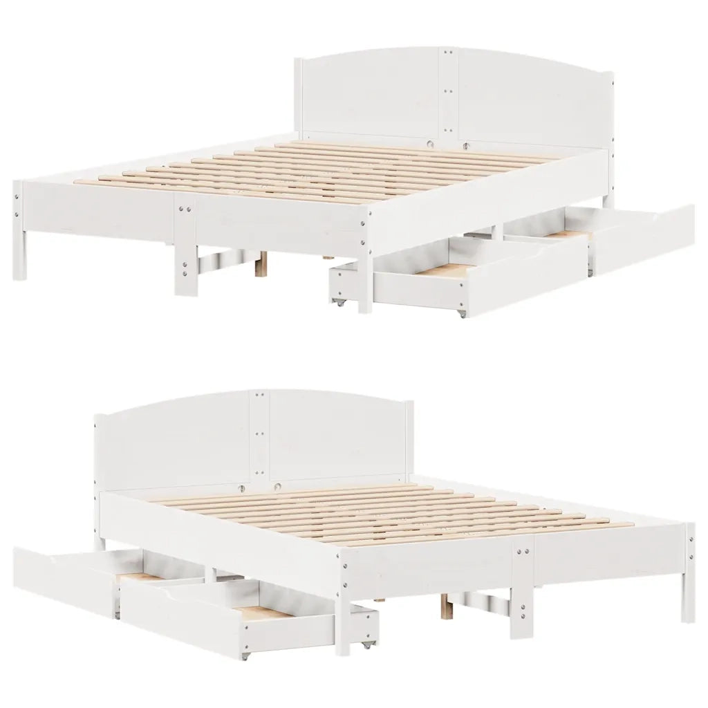 vidaXL Letto senza Materasso Bianco 140x190 cm Legno Massello di Pino