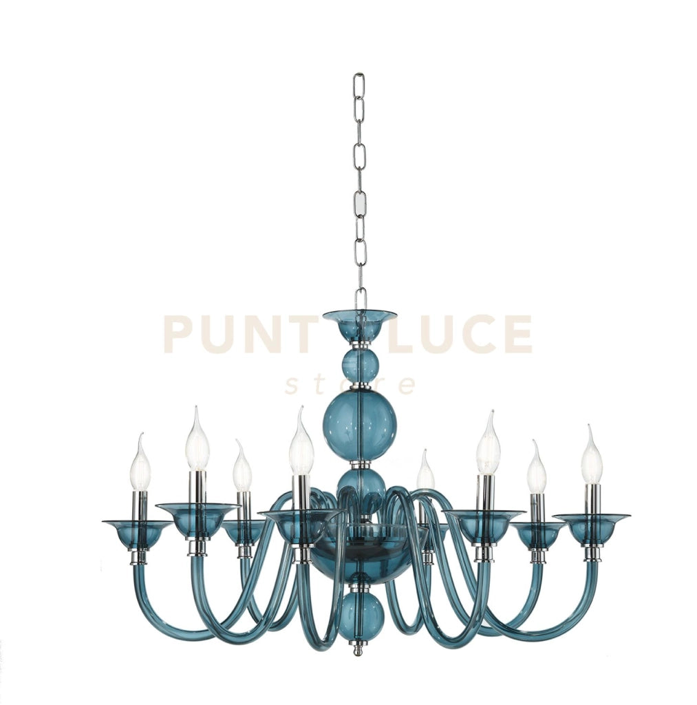 LAMPADARIO TEBE 8 LUCI OTTANIO E CROMO ATTACCO E14 D.87CM