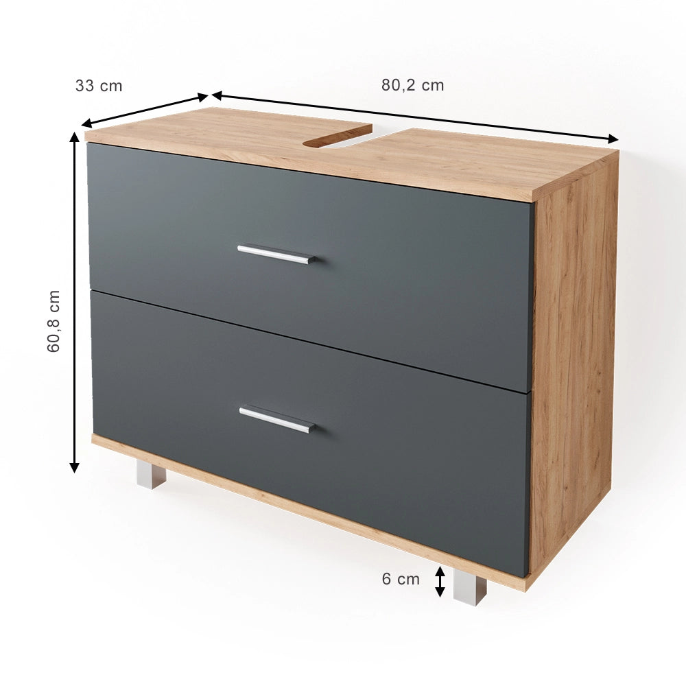 Vicco Mobile sottolavabo per bagno Antracite/quercia dorata 80 x 60.8 cm