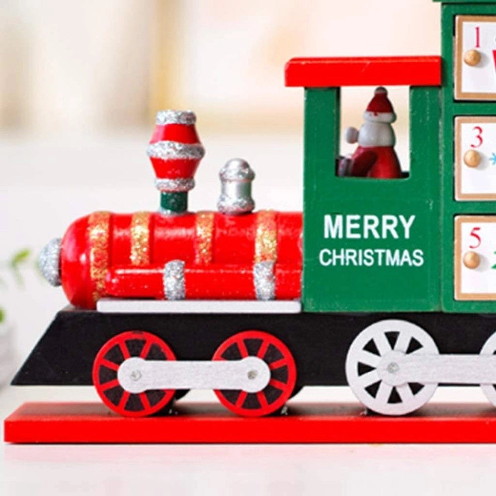Trade Shop - Calendario Avvento Trenino Di Natale In Legno 24 Cassetti Decorazioni Natalizie -