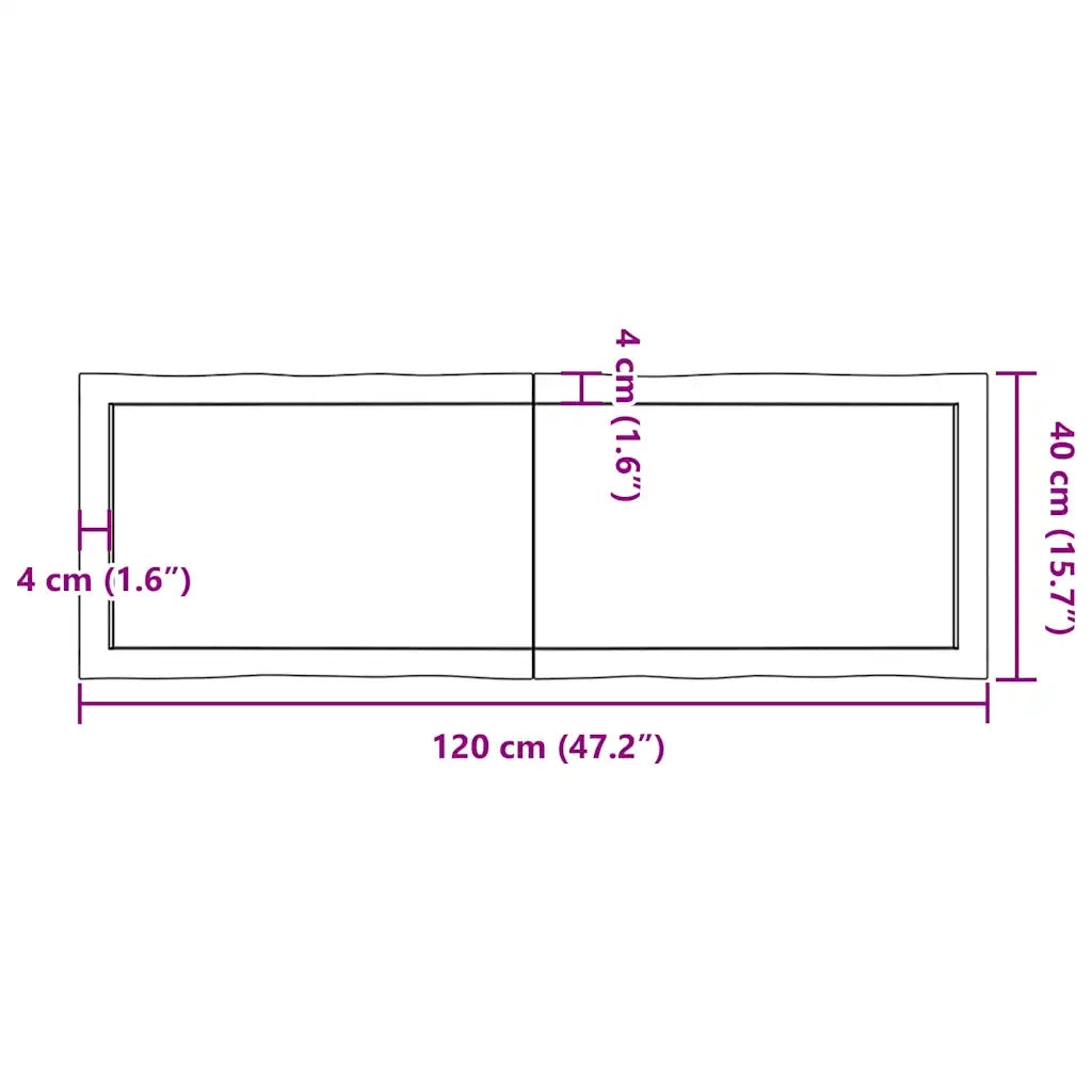 Piano Tavolo Marrone Chiaro 120x40x(2-6) cm Rovere Non Trattato 363957