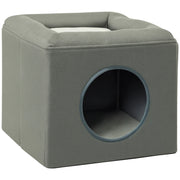 Casetta per Gatti a 2 Livelli con Cuscino in Peluche. in Legno. Poliestere e Plastica. 36.5x36.5x33 cm. Verde
