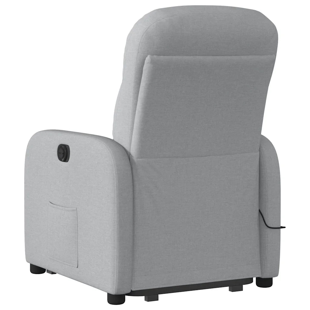 Poltrona Alzapersona Massaggi Elettrica Grigio Chiaro Tessuto