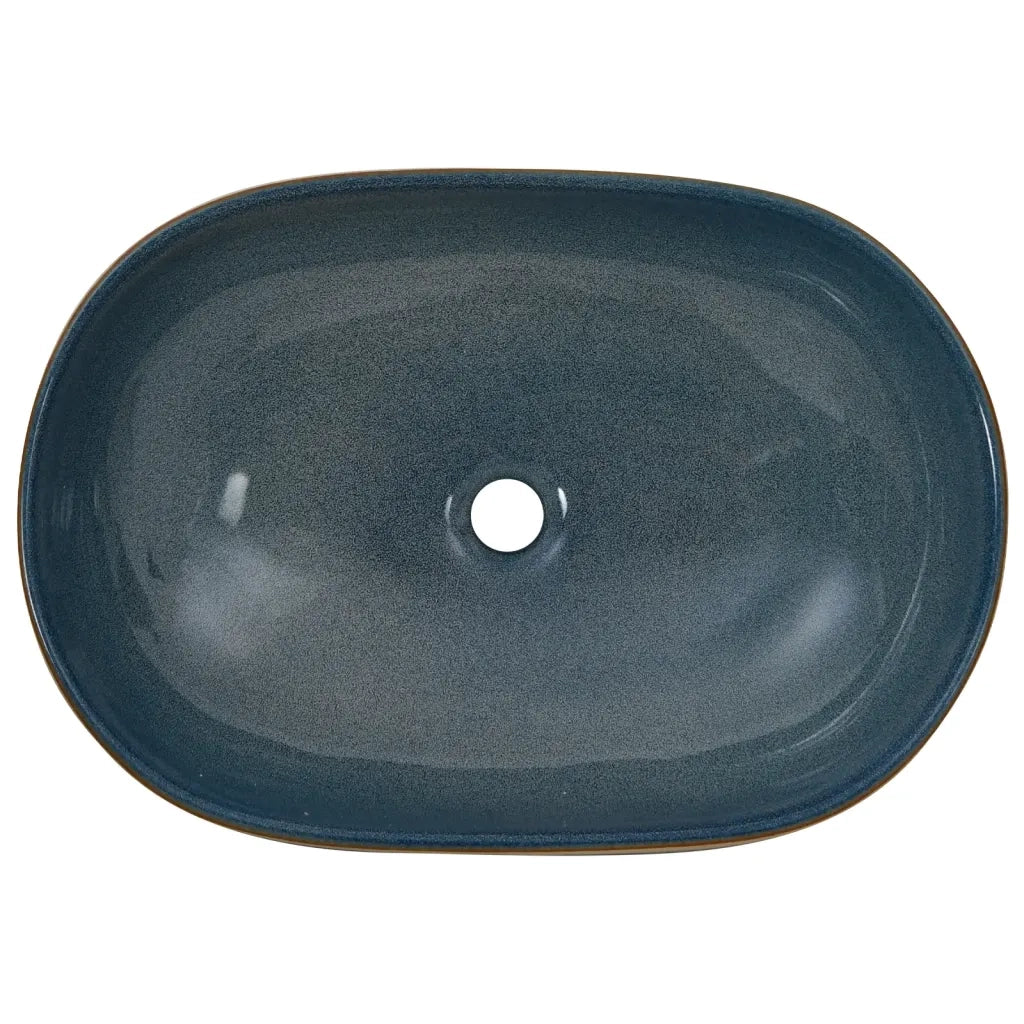Lavabo da Appoggio Sabbia e Blu Ovale 59x40x14 cm Ceramica CFW5866513