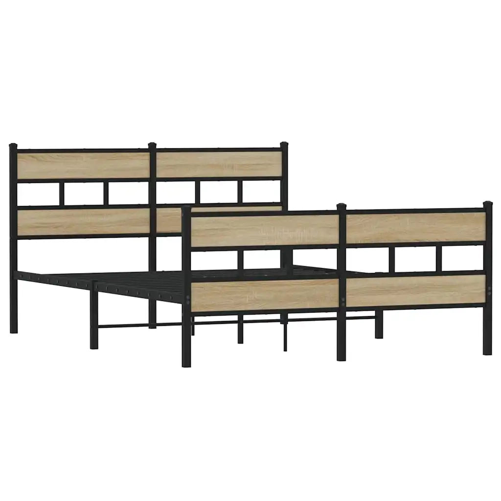 Letto matrimoniale | Letto per adulti | Giroletto senza Materaso in Metallo Rovere Sonoma 135x190 cm