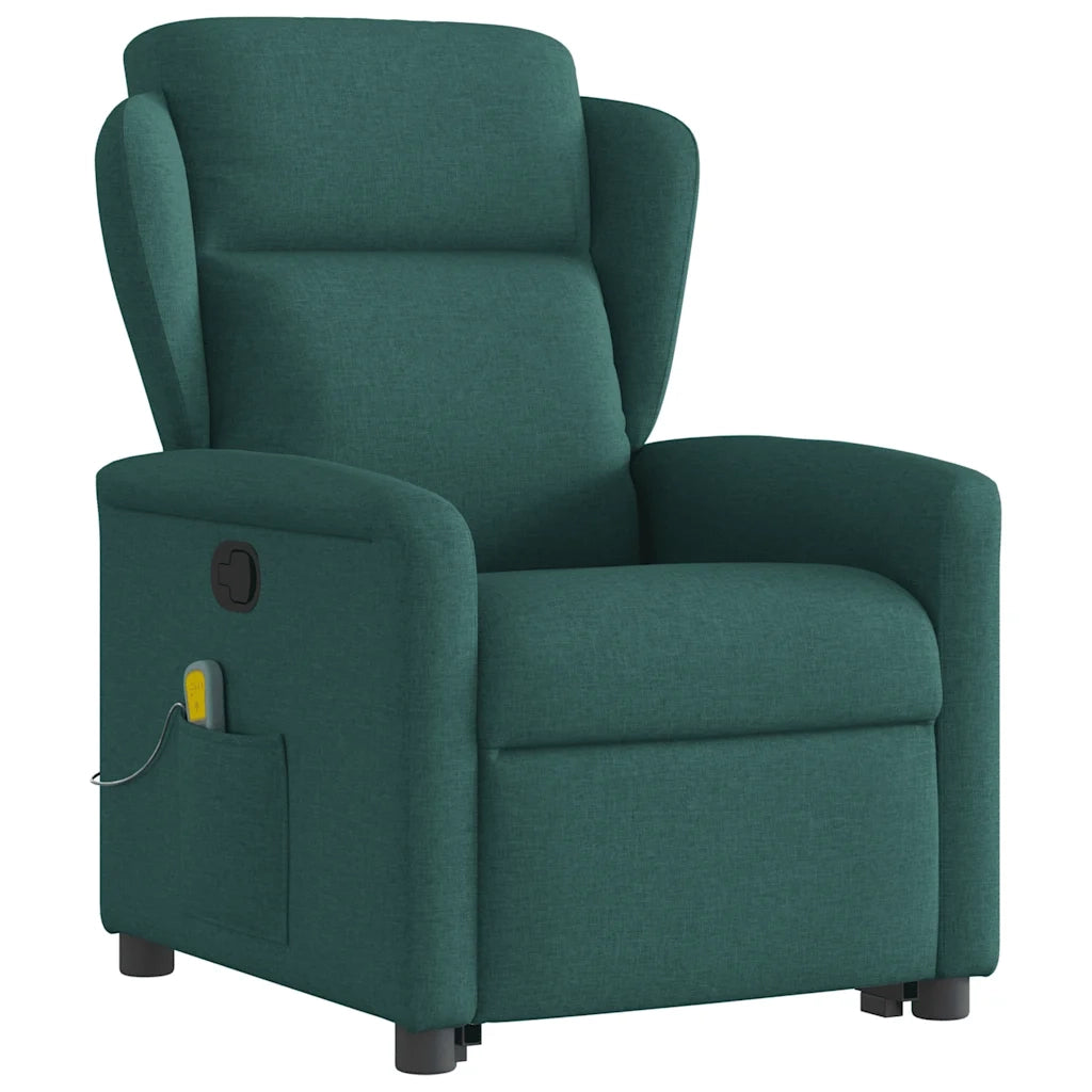 Poltrona Alzapersona Massaggiante Verde Scuro in Tessuto 3303150