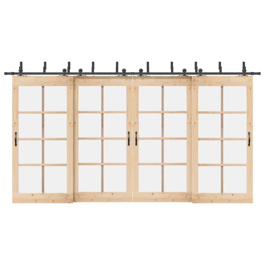 Kit di Binari per Porte Scorrevoli 427 cm Acciaio Nero CFW9521703