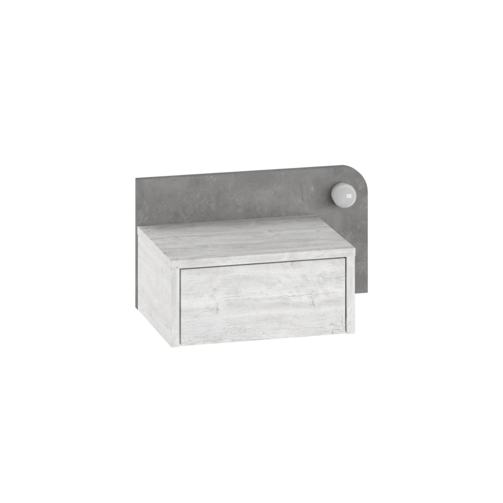 Comodino "Dotta" con lampadina in legno - 52 x 30 x 28 cm - Grigio