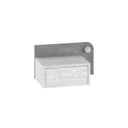Comodino "Dotta" con lampadina in legno - 52 x 30 x 28 cm - Grigio