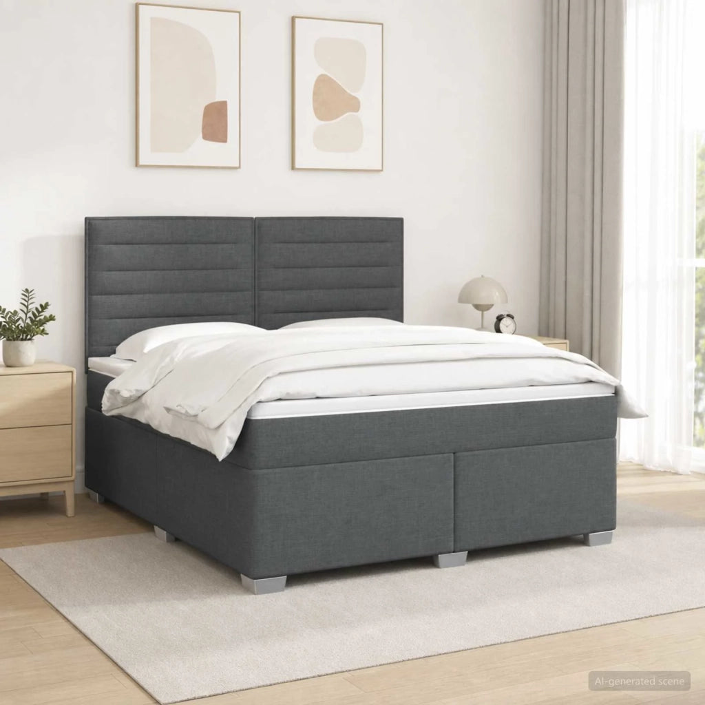 Letto box spring con materasso Grigio Scuro 140 x 190 cm 3454860