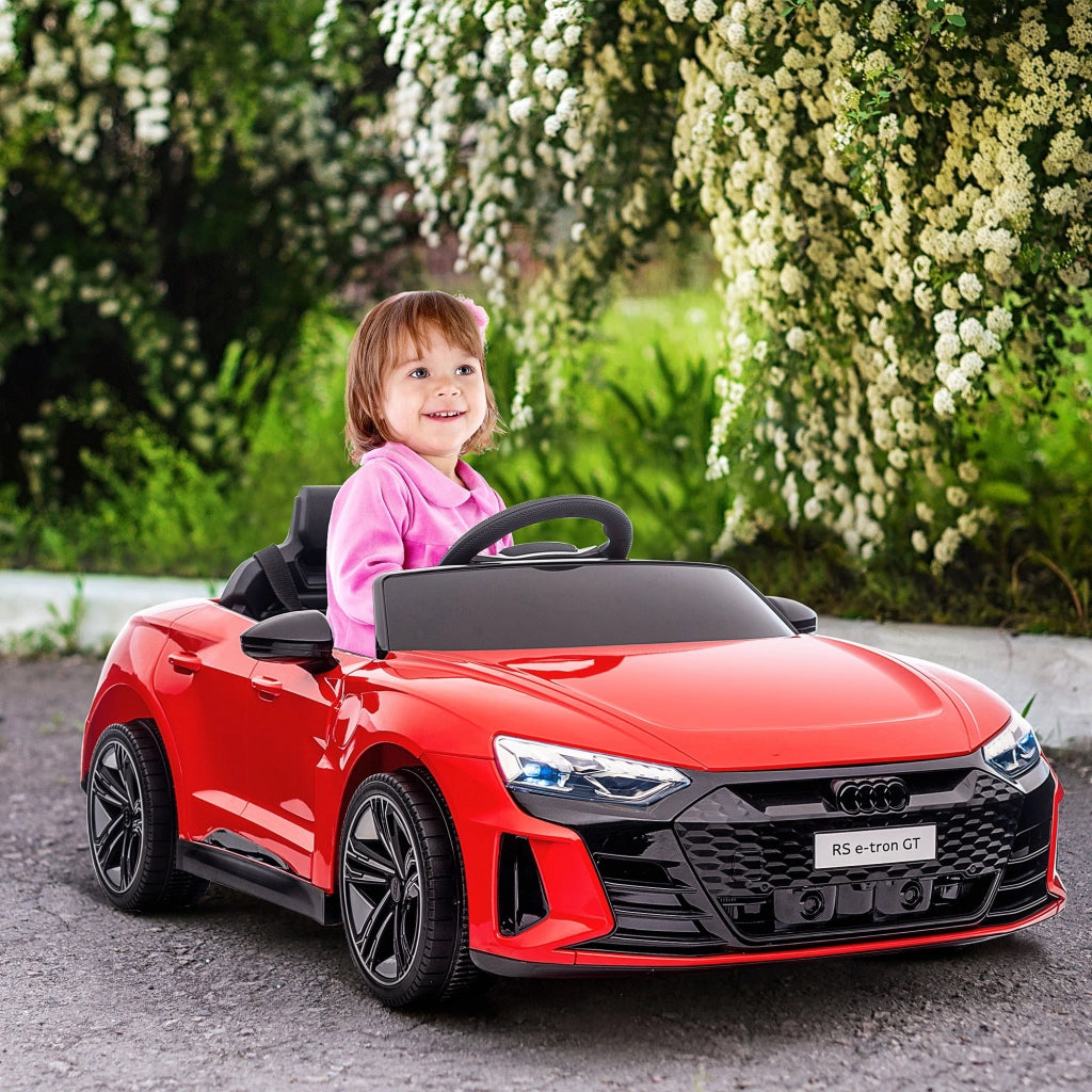 EasyComfort Macchina Elettrica per Bambini 5 Anni max Licenza Audi con Pulsanti, Cinture e Fari, 103x58x41 cm, Rossa e Nera