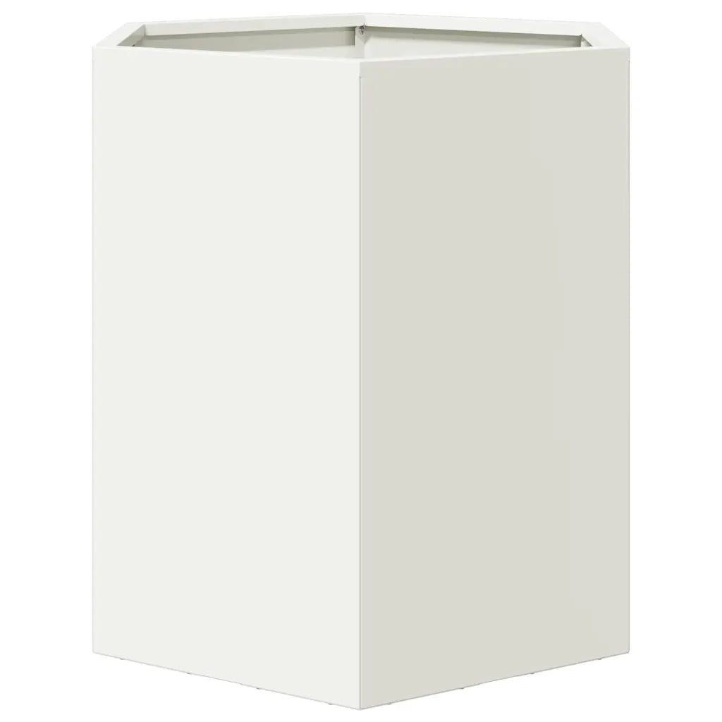 Fioriere da Giardino 2 pz Esagono Bianco 46x40x45 cm Acciaio