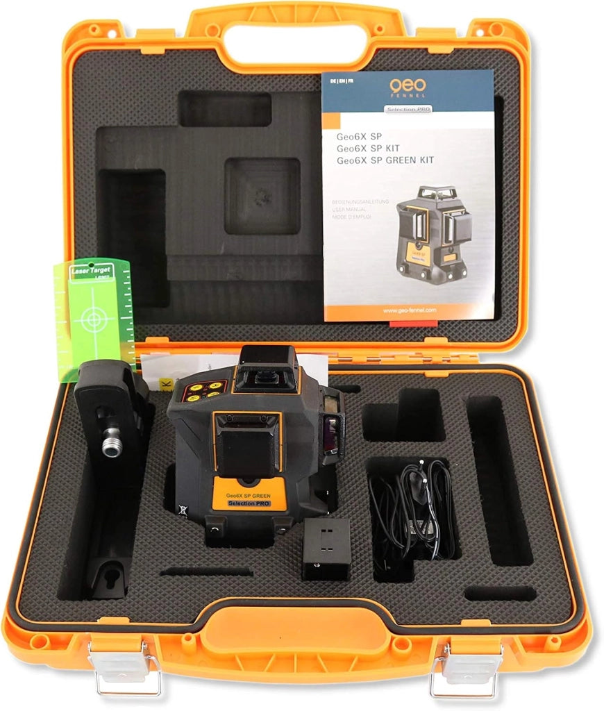 Kit completo di laser multilinea verde 3 x 360° 6 visibilità trasversale 80m - Geo6X SP GREEN KIT