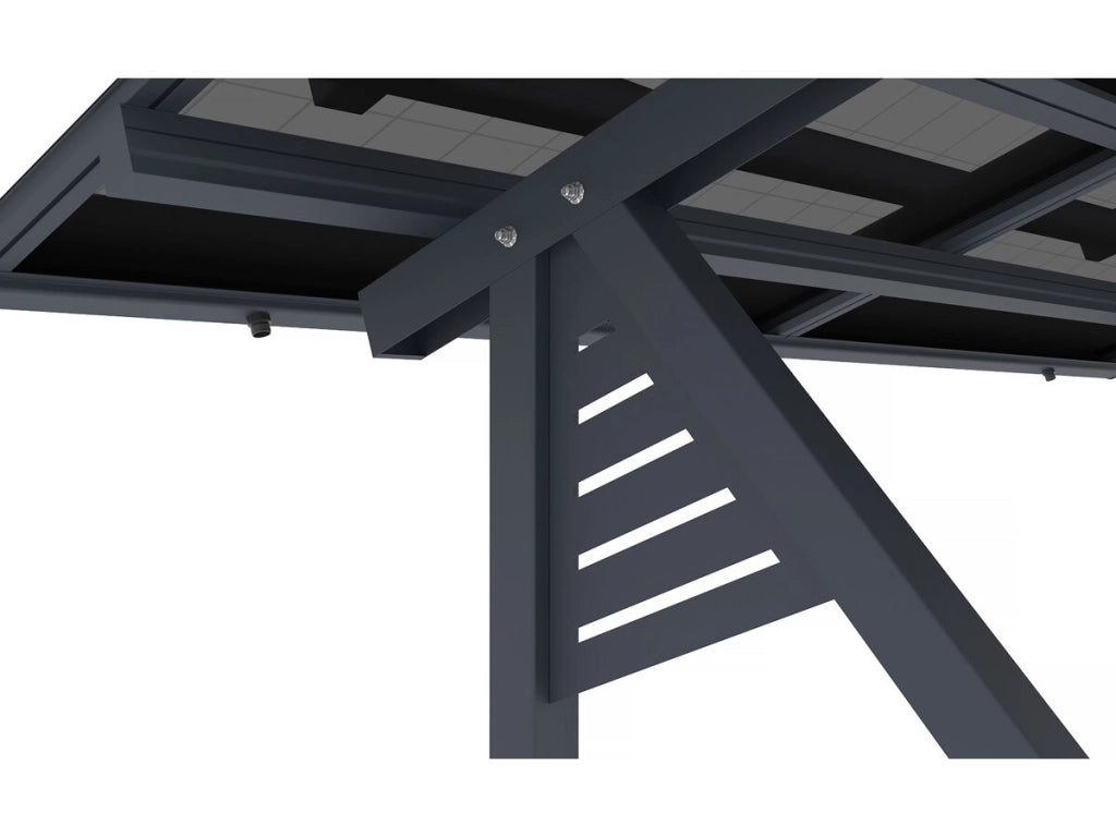 Ombrellone per posto auto coperto solare con pannelli fotovoltaici - 366 x 575 x 366 cm - Grigio - 4,1 kW