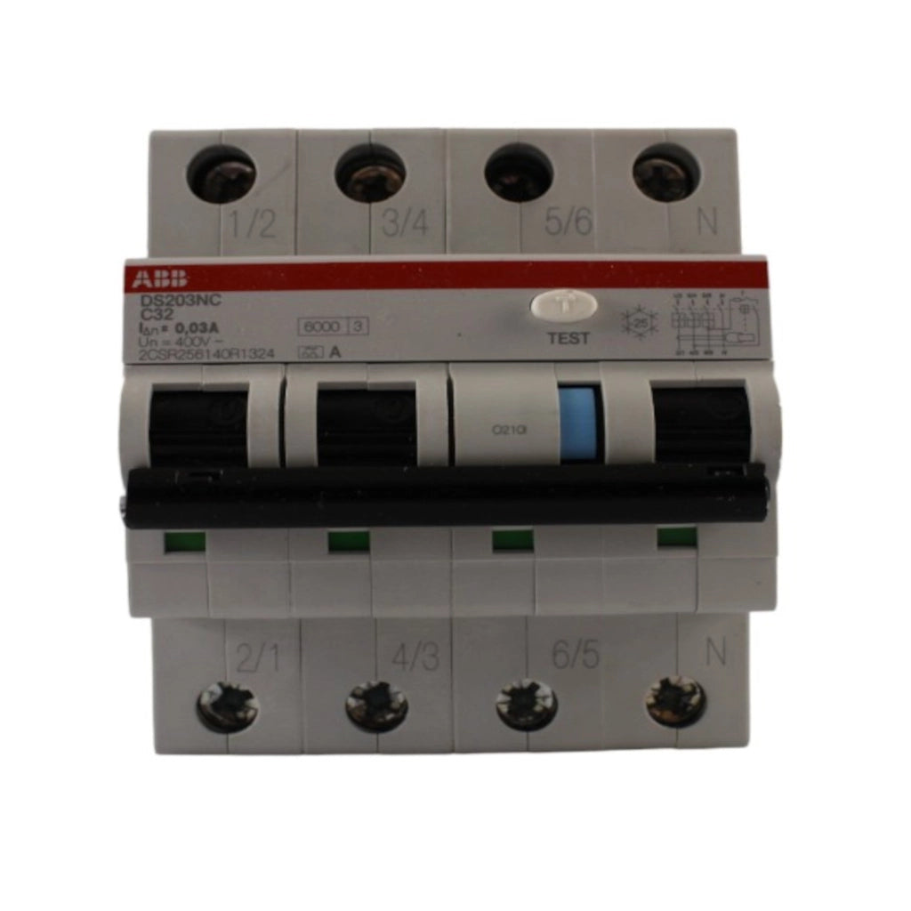 Interruttore magnetotermico differenziale classe A 0,03A 3P+N 32A curva C ABB