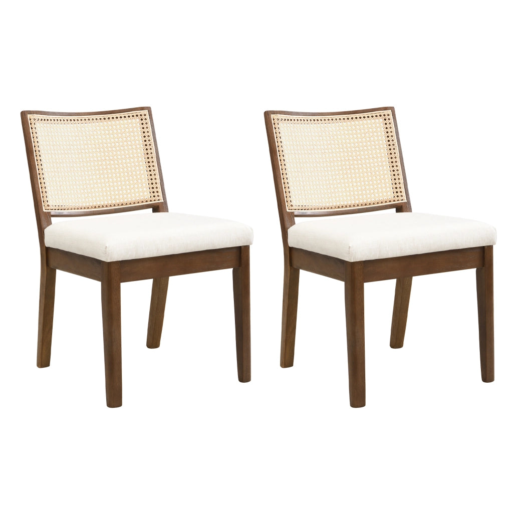 Sedie da Pranzo in Legno Massello con Schienale in Rattan ¨C Xylo ¨C Noce, Stile Moderno