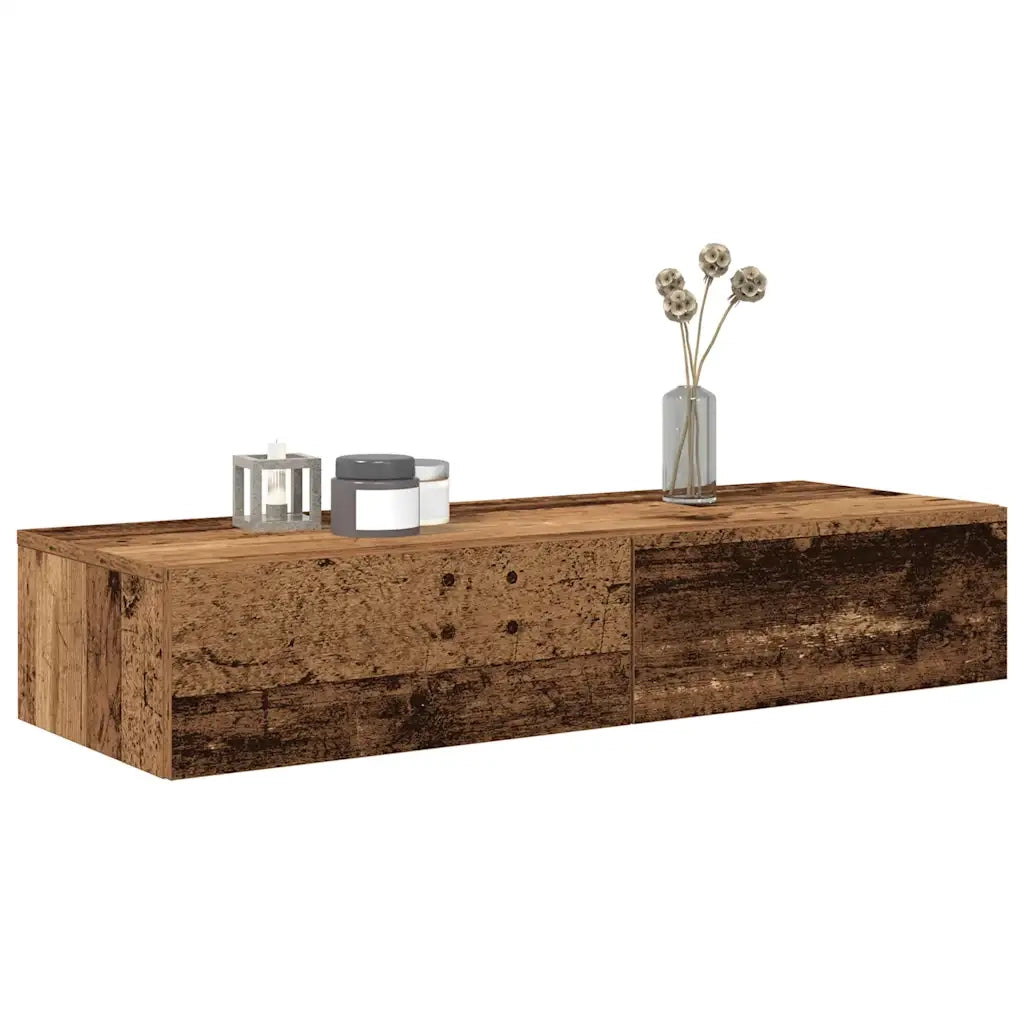 Scaffale a Parete con Cassetti Antico 100x36x19cm in Truciolato 859993