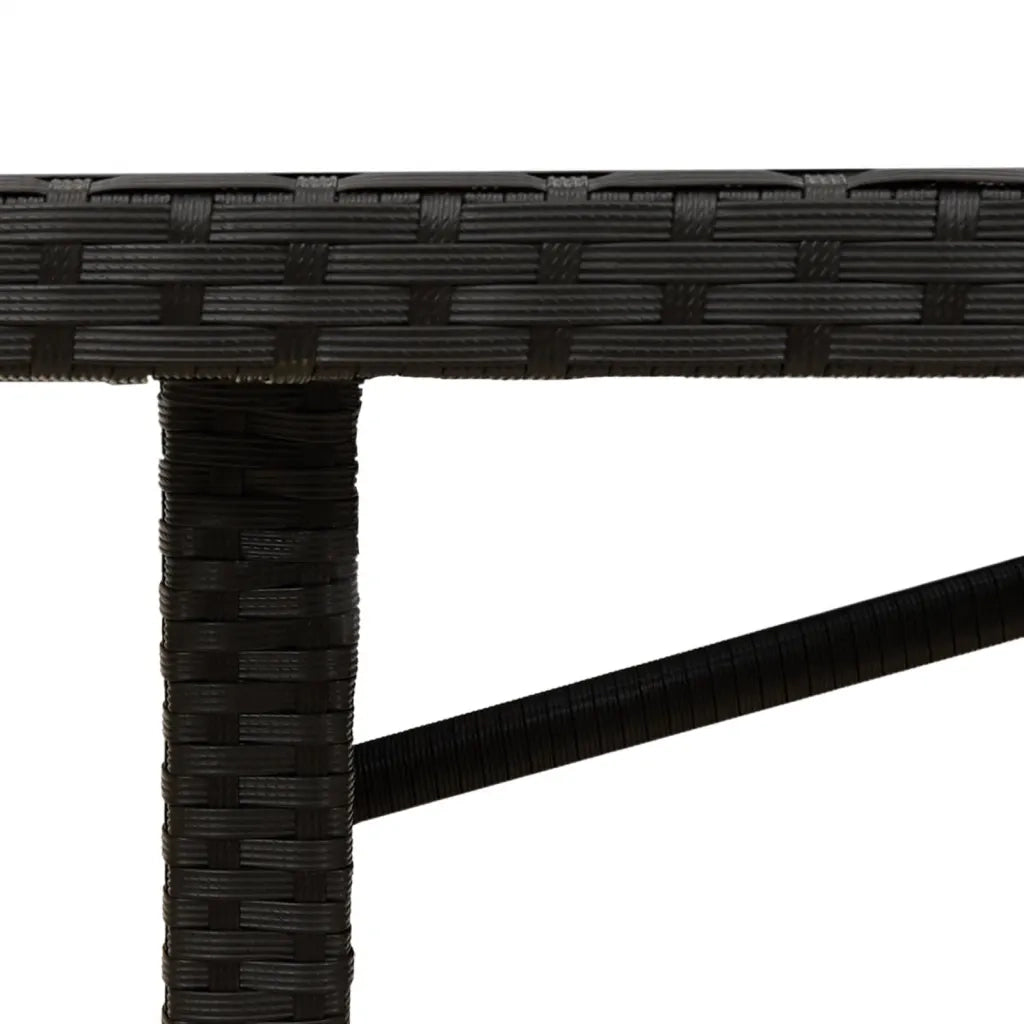 Tavolo Giardino | Tavolino da esterno Piano Legno Acacia Nero 190x80x75 cm Polyrattan