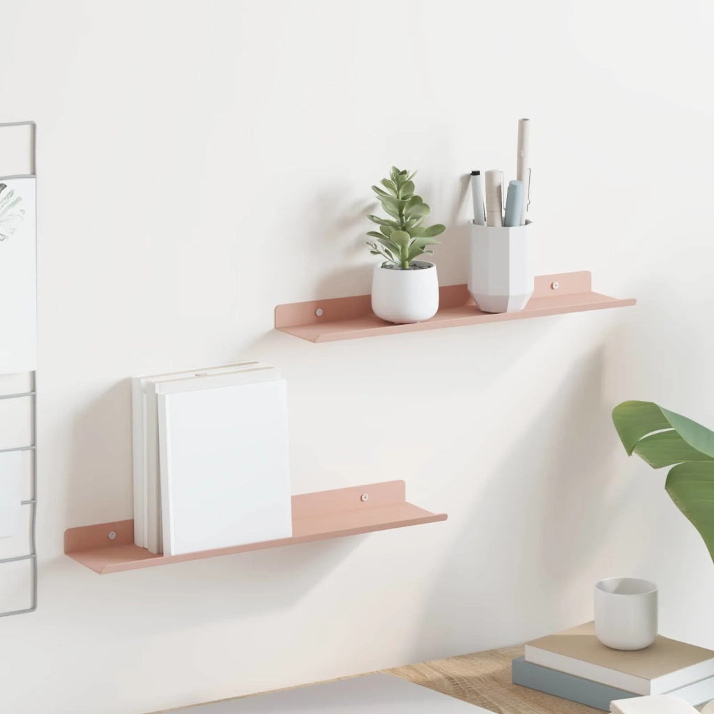 Mensola sospesa 2 pcs Rosa 40 x 8,5 x 2,5 cm Acciaio